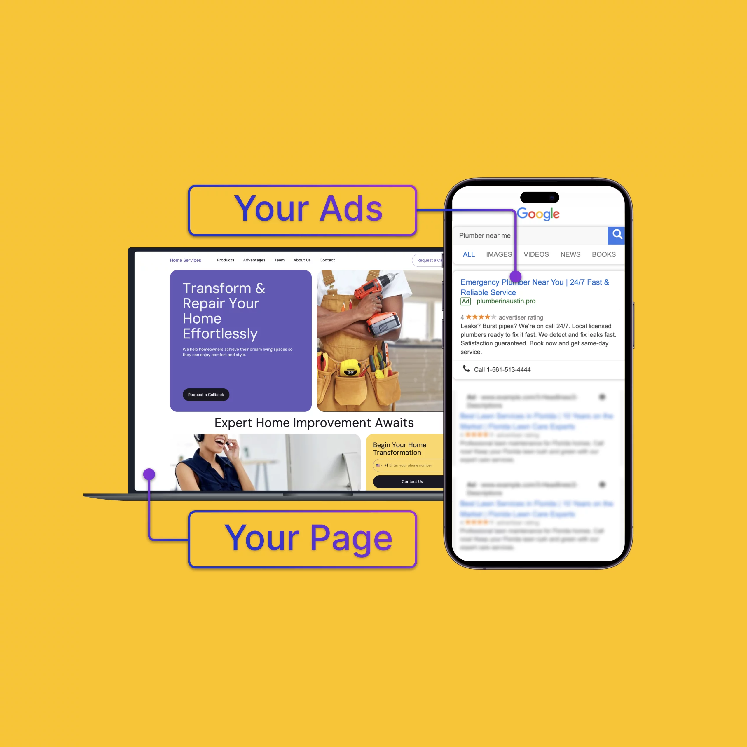 Image of a team working on digital marketing solutions for home services.